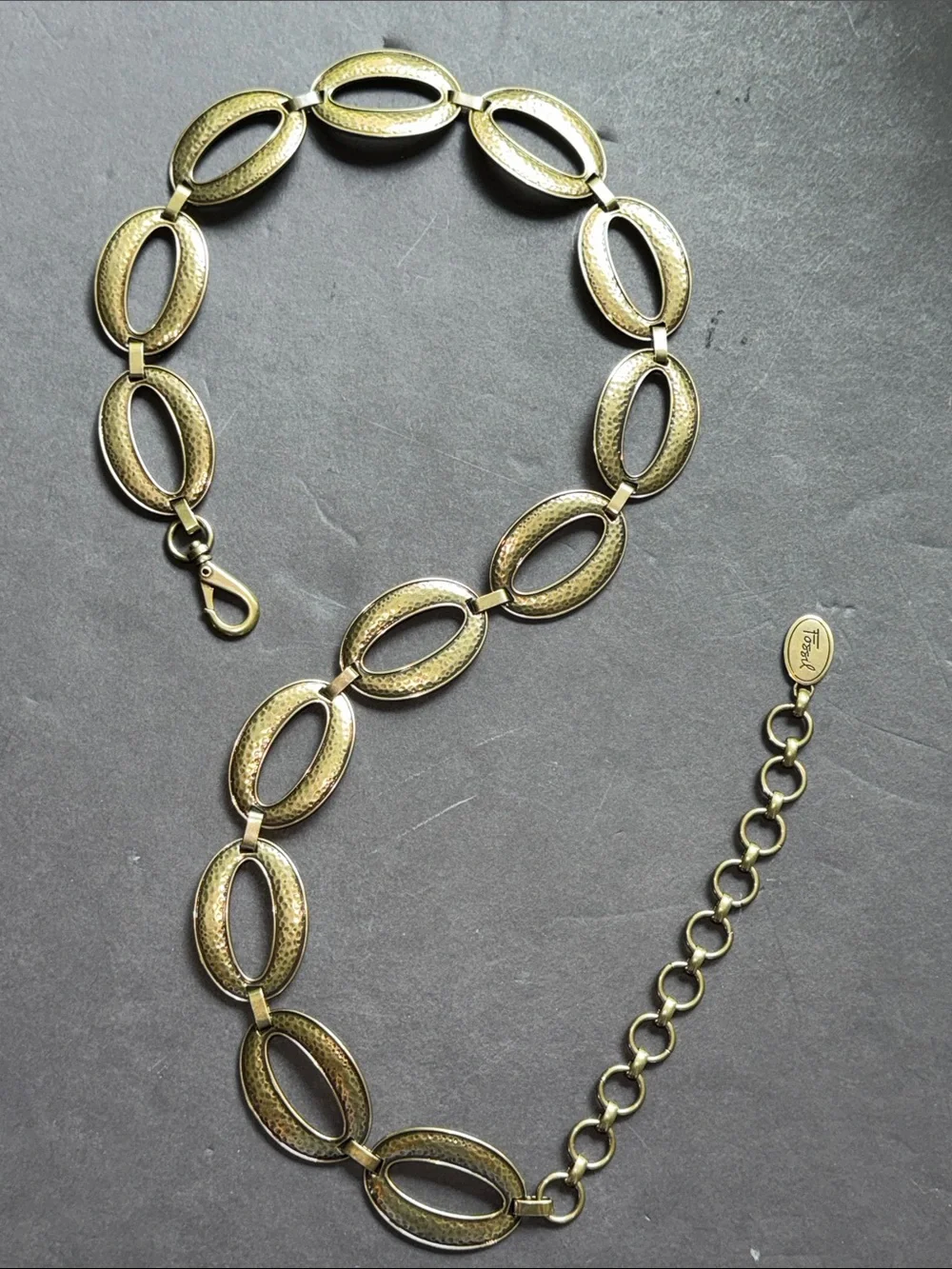 Fossil Hammered Chain Link Belt. Large